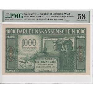 Germany (Occupation of Lithuania WWI, Kowno) 1000 Mark 1918 - PMG 58 Choice About Unc