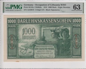 Germany (Occupation of Lithuania WWI, Kowno) 1000 Mark 1918 - PMG 63 Choice Uncirculated