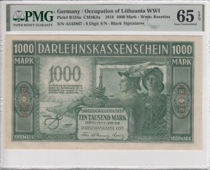Germany (Occupation of Lithuania WWI, Kowno) 1000 Mark 1918 - PMG 65 EPQ Gem Uncirculated