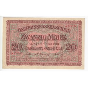 Germany (Occupation of Lithuania WWI, Kowno) 20 Mark 1918
