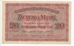 Germany (Occupation of Lithuania WWI, Kowno) 20 Mark 1918
