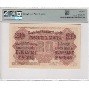 Germany (Occupation of Lithuania WWI, Kowno) 20 Mark 1918 - PMG 55 EPQ About Uncirculated