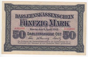 Germany (Occupation of Lithuania WWI, Kowno) 50 Mark 1918