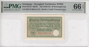 Germany (Occupied Territories WWII) 50 Reichspfennig ND (1940-45) - PMG 66 EPQ Gem Uncirculated
