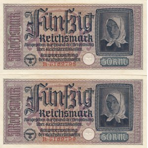 Germany 50 Reichsmark 1940 (2) Sequential #