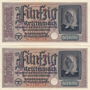 Germany 50 Reichsmark 1940 (2) Sequential #