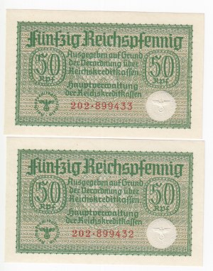 Germany 50 Reichspfennig ND (1940-1945) - Consecutive numbers (2)