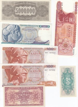 Group of Banknotes: Spain, Northern Ireland, Ireland, Belgium, Italy, Portugal, Greece (18)