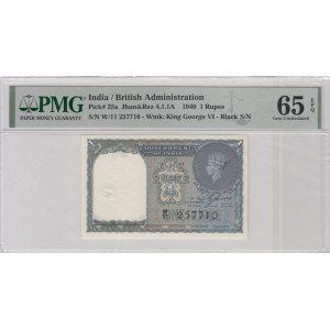 India 1 Rupee 1940 - PMG 65 EPQ Gem Uncirculated