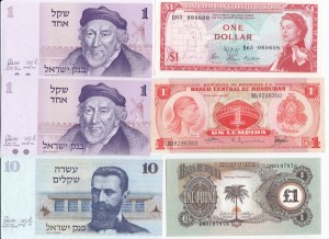 Group of Banknotes: Biafra, Honduras, Israel, Guatemala, Haiti, Morocco, East Caribbean States (12)