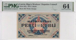 Latvia (Riga's Workers' Deputies Council) 5 Rubli 1919 - PMG 64 Choice Uncirculated