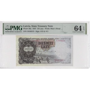 Latvia (State Treasury Note) 10 Latu 1937 - PMG 64 EPQ Choice Uncirculated