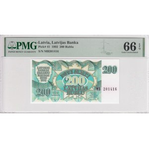 Latvia (Latvijas Banka) 200 Rublu 1992 - PMG 66 EPQ Gem Uncirculated