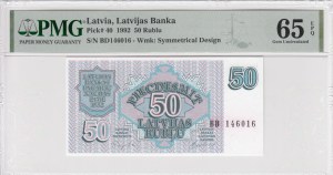 Latvia (Latvijas Banka) 50 Rublu 1992 - PMG 65 EPQ Gem Uncirculated