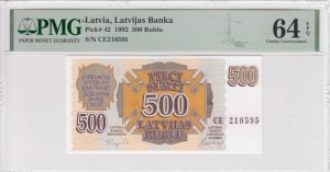 Latvia (Latvijas Banka) 500 Rublu 1992 - PMG 64 EPQ Choice Uncirculated