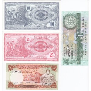 Group of Banknotes: Macedonia, Guernsey, Syria (4)
