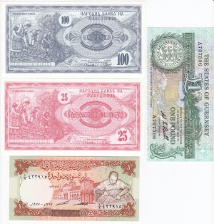 Group of Banknotes: Macedonia, Guernsey, Syria (4)