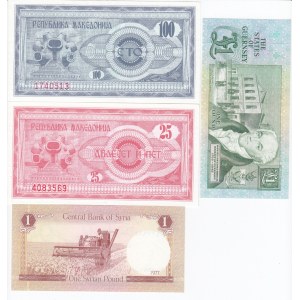 Group of Banknotes: Macedonia, Guernsey, Syria (4)