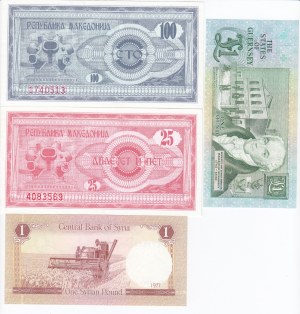 Group of Banknotes: Macedonia, Guernsey, Syria (4)