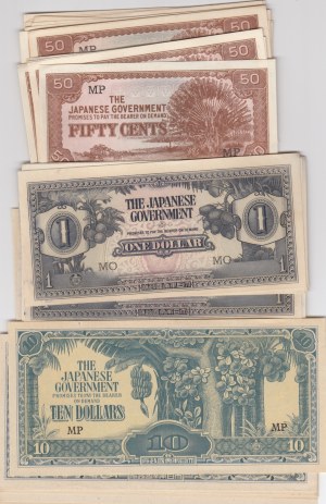 Malaya 50 Cents- 10 Rupees 1942 (20+17+13)
