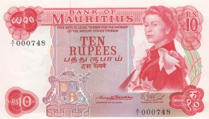 Mauritius 10 Rupees 1967 - Low #