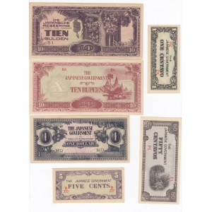 Group of Banknotes: Malaya (Japanese Government), Burma, Netherland Indies (Japanese occupation), Philippines (Japanese