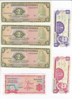 Group of Banknotes: Nicaragua, Swaziland, Sierra Leone, Burundi, Nigeria (13)