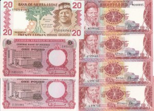 Group of Banknotes: Nicaragua, Swaziland, Sierra Leone, Burundi, Nigeria (13)