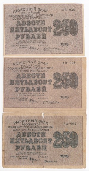 Russia (RSFSR) 250 Roubles 1919 (3)