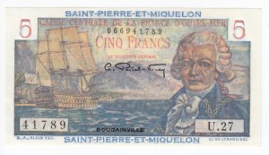 Saint Pierre and Miquelon 5 Francs ND (1950-1960)