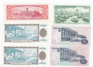Group of Banknotes: Singapore, Taiwan, Tonga (6)