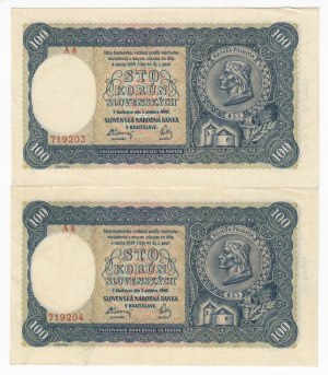 Slovakia 100 Korun 1940 - Consecutive numbers (2)