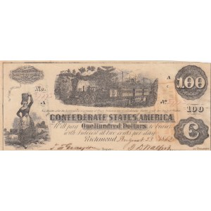 Confederate States of America 100 Dollars 1862