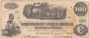 Confederate States of America 100 Dollars 1862