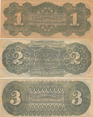 Tallahassee Rail Road Company 1, 2 & 3 Dollars (3)