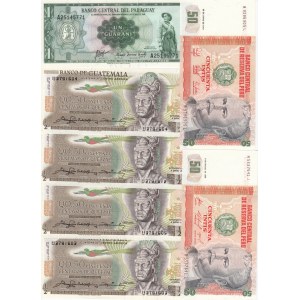 Group of Banknotes: Paraguay, Guatemala, Peru, Costa Rica, Uruguay (24)