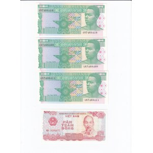 Group of Banknotes: Zambia, India, Ghana, North-Korea, Viet Nam (South), Viet Nam (16)