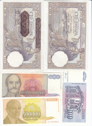 Group of Banknotes: Yugoslavia, Serbia (22)