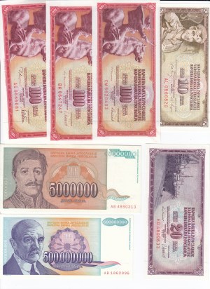 Group of Banknotes: Yugoslavia, Serbia (22)