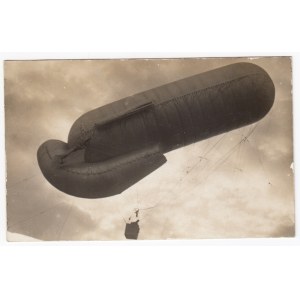 Russian Empire Photocard - Close-Up of Kite Observation Balloon in Flight, ca. WWI Era