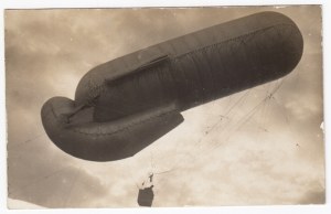Russian Empire Photocard - Close-Up of Kite Observation Balloon in Flight, ca. WWI Era