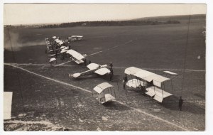 Russian Empire Photocard - Numbered Biplanes on Airfield During Early Aviation Meet, ca. 1910s