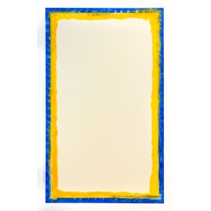 Dominik Smolik, Kwadrat niebiesko-żółty (One Rectangle), 2025