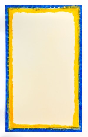 Dominik Smolik, Blue and Yellow Square (One Rectangle), 2025