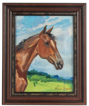 Wojciech Kossak (1856 Paris - 1942 Krakow), Head of a horse