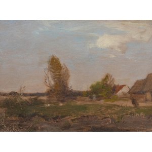 Roman Kochanowski (1857 Kraków - 1945 Freising w Bawarii), Pejzaż z domem o czerwonym dachu