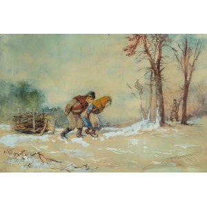 Franciszek Kostrzewski (1826 Warszawa - 1911 tamże), Scena rodzajowa, 1909 r.