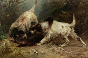 Henry Schouten (1864-1927), Two hunting dogs