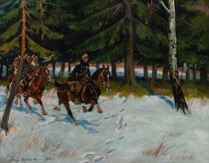 Jerzy Kossak (1886 Kraków - 1955 there), Ride of the lancers, 1921.