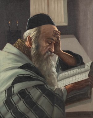 Konstanty Shevchenko (1910 Warsaw-1991 there), Portrait of a Rabbi Reading